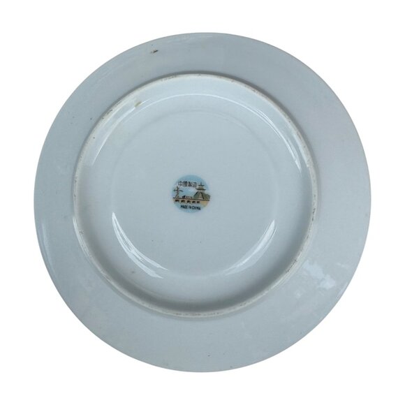 Vintage Porcelain Saucer With Pink Floral & Gold Diamond Pattern - Picture 3 of 8